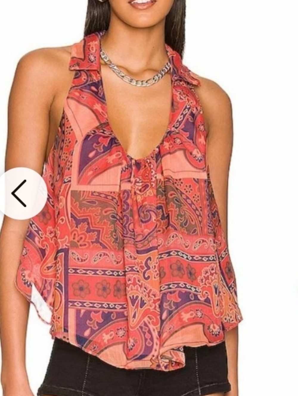 Free People Boheme Paisley Halter Blouse Sz M/L